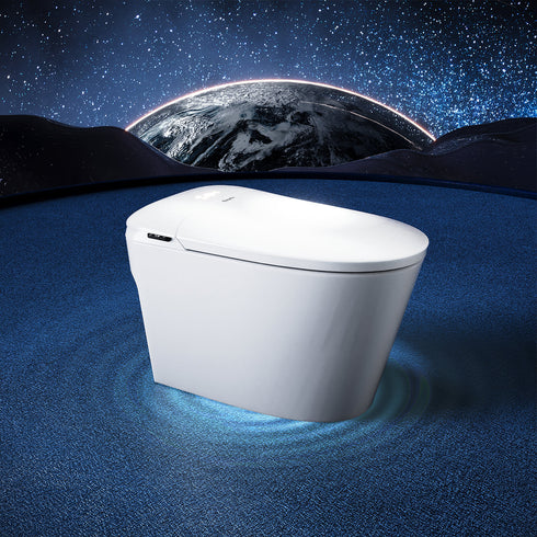 Smart Bidet Toilet with Built-in Tank & Foam Shield, Auto Open/Close Foot Sensor Flush Dryer Heated Seat Soft Close Elongated One-Piece Design, 12 in. Rough In, 110V-120V (ZYS1)
